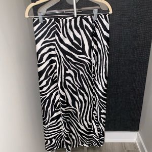 Zebra Print Midi Skirt